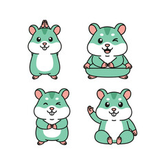 Cute cartoon hamster characters in various poses and expressions