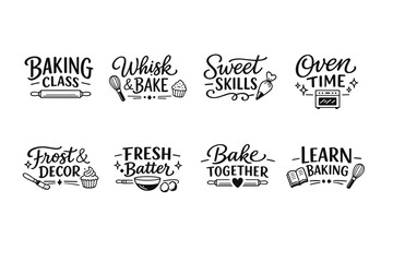 Fototapeta premium Baking class designs featuring whisk bake sweet skills rolling pin oven