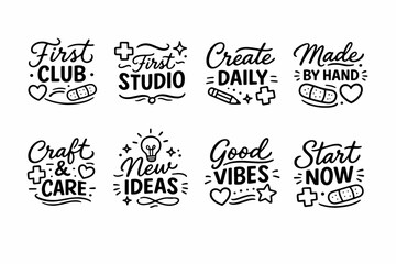 Fototapeta premium Creative badge designs with inspirational phrases and icons