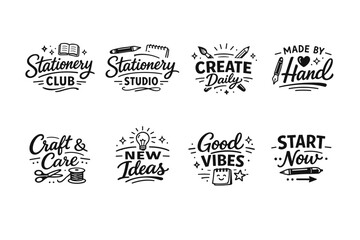 Fototapeta premium Creative stationery and crafting designs with inspirational phrases and tools