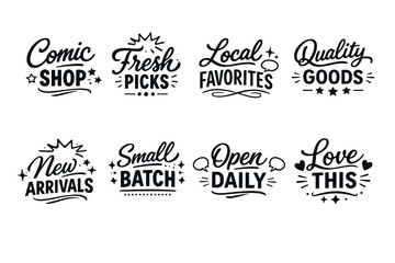 Obraz premium Comic shop and fresh picks local favorites with quality goods signs
