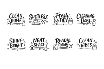 Obraz premium Clean home icons: spotless living fresh tidy neat space for cleaning day