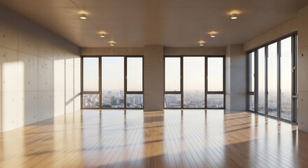 Obraz premium Spacious apartment design gleams serenely with natural light