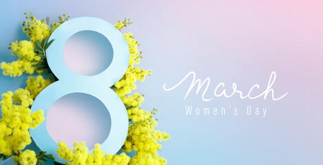 Mimosa 8 March - Women&rsquo;s Day text - Modern Greeting Card