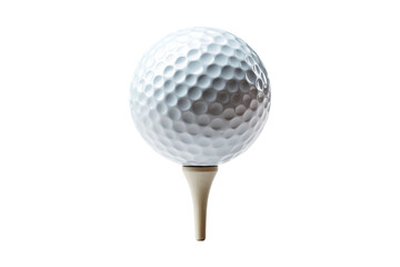 Three Dimensional White Golf Ball With Dimples On Tee Against Black Background, Isolated On Transparent Background, Png Cut Out