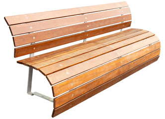 Fototapeta premium This is a wooden bench made of slats with a sturdy metal frame. It is designed for use in parks, gardens, or outdoor areas for people to sit and relax