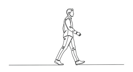 Fototapeta premium Man Walking Confidently, Minimalist Single Line Art
