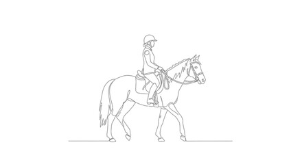 Equestrian Rider Continuous Line Drawing