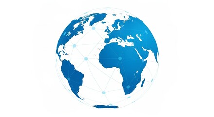 Obraz premium Blue And White Earth Globe Connecting Network, Data Exchange In A Seamless Digital Communication.