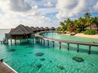 Obraz premium Luxurious overwater bungalows in a tropical paradise