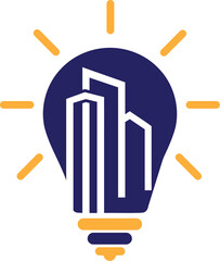 Vector Bulb with Smart City logo