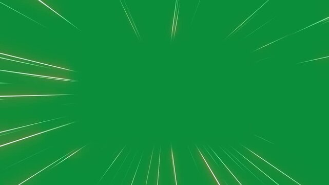 Magic speed lines moving, on green screen anime background, anime speed lines, radial comic zoom effect, fast glowing motion. Horizontal and diagonal manga lines, loop action or transition overlays.