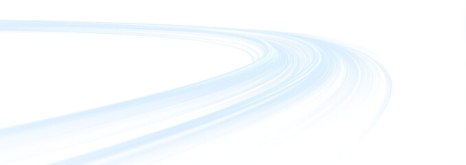 Cyan neon arc with radiant glowing particles. Curved light trails illustrate fast motion and digital energy. High-quality PNG format for graphic design. © dedstock