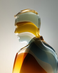 Silhouette of a man in transparent glass