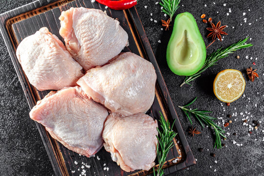 Top View Raw Chicken Thigh Fillet