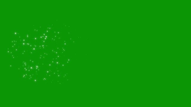 Magical pixie dust trail, white glowing sparkles, twinkling stars line, fairy shimmer effect, sparkling transition, elegant particle motion on green screen chroma key 4K loop.