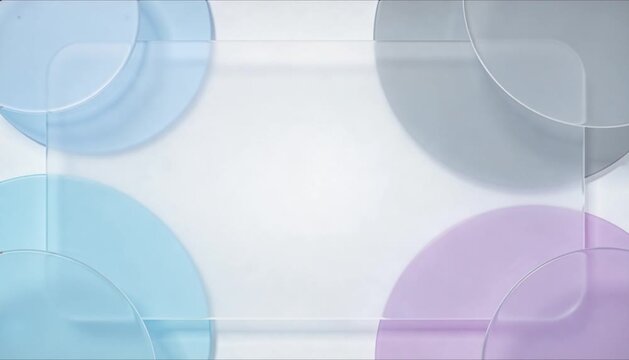 Translucent layered shapes flowing softly along borders with prominent empty center for headline and muted color harmony