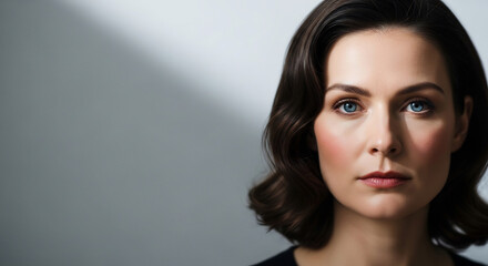 Woman portrait radiates beauty under soft light perfectly