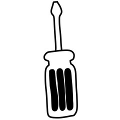 Minimal Screwdriver Line Art Illustration &ndash; Bold Black Outline Hand Tool Graphic
