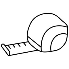 Minimal Tape Measure Line Art Illustration &ndash; Bold Black Outline Construction Tool Graphic