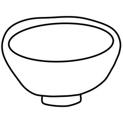 Minimal Bowl Line Art Illustration &ndash; Bold Black Outline Kitchen Tableware Graphic