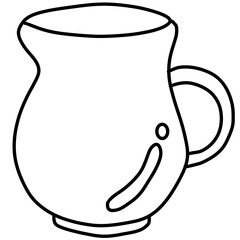 Minimal Ceramic Pitcher Line Art Illustration &ndash; Bold Black Outline Jug Graphic