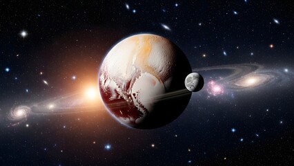 Pluto planet floating in deep space