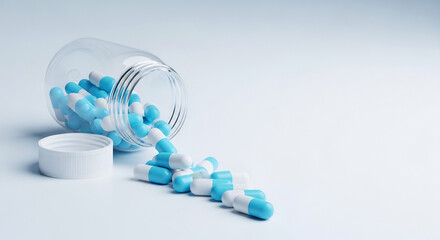 Pills flow nicely from bottle a health concept