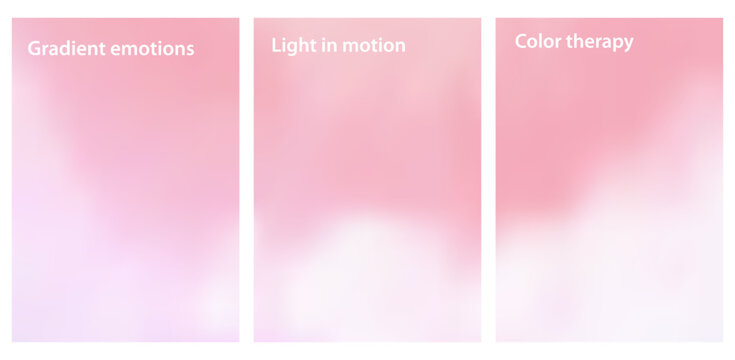 Pastel gradient set featuring pink sunset clouds in soft colors. Dreamy sky backdrop ideal for watercolor designs, fashion projects, and warm aesthetic compositions. Vector illustration.