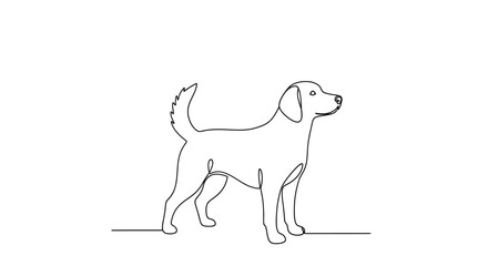 Fototapeta premium Continuous Line Drawing of a Dog Standing Playfully