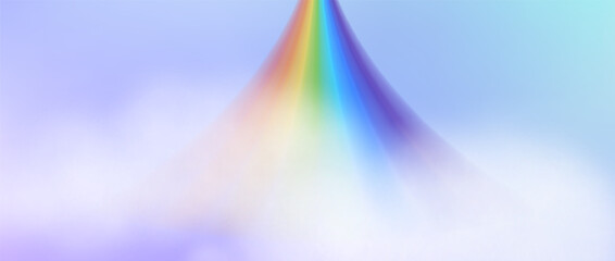 Pastel rainbow sky background with sparkling unicorn magic, dreamy gradient colors, and fantasy princess sparkles creating an enchanting fairytale atmosphere. Vector illustration. © Narin