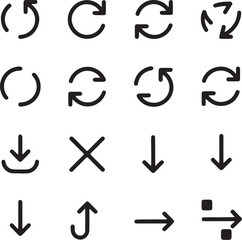 set of arrow icons. vector arrow line icons in thin line style. editable stroke. for refresh, recycle, sync, repeat, reload, exchange, share, upload, download, login, and external link share icon