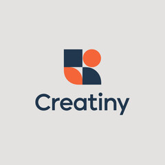 Modern Creatiny Agency Logo with Minimalist Geometric Abstract Icon and Bold Navy Sans Serif Typography
