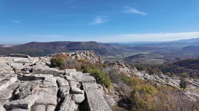 Autumn view of Ruins of Ancient thracian city of Perperikon, Kardzhali Region, Bulgaria