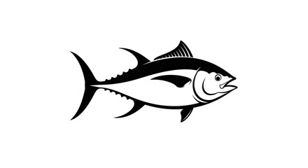 Stylized Tuna Fish Silhouette Icon, Vector Illustration