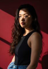 Portrait Woman Gently Posing near Window Light Effect