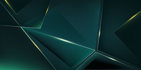 Abstract Green Light Background. Polygonal Elegance and Frame Background Designs