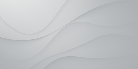Modern abstract background featuring smooth layered wave shapes in soft gray tones.