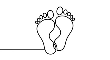 Obraz premium Pair of footprints, single line art, journey, togetherness, walking, couple