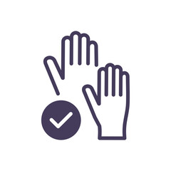 Obraz premium Solid raised hands with check mark icon represents EU voters participation approval and democratic voting gesture 