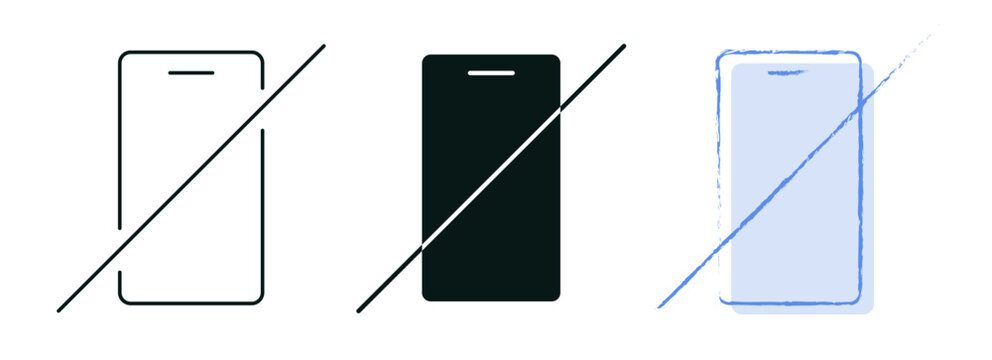 Digital detox icon set. Mental health and digital wellbeing concept. Line, solid color or black symbol for web and UI. Perfect for apps and digital platforms. Editable vector stroke illustration.