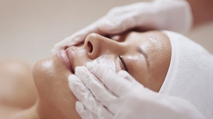 Relaxing facial treatment at spa with skincare and massage for rejuvenation