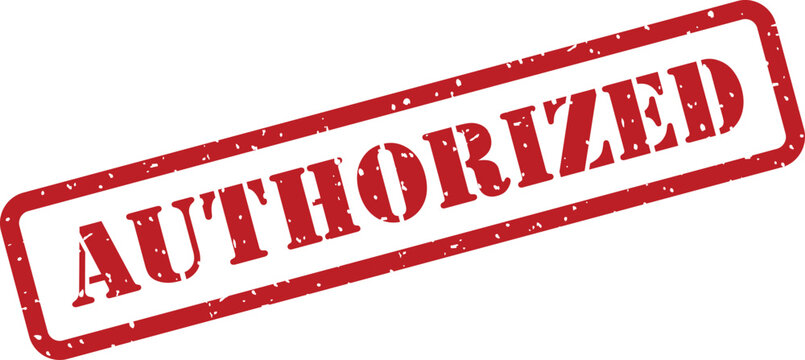Red rubber stamp displaying the word AUTHORIZED with a textured, official look on white