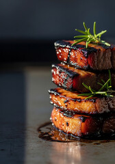 Juicy Pork Loin Beautifully Stacked Delicious Culinary Still