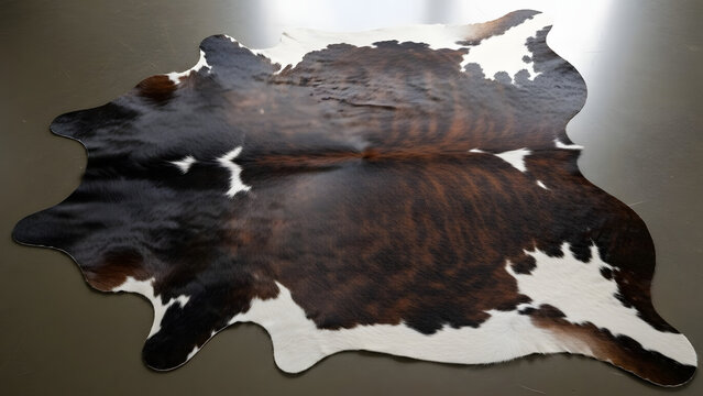Natural cow skin texture with irregular dark and light patches, high detail livestock animal hide background ideal for rustic design, leather concept and textile projects
