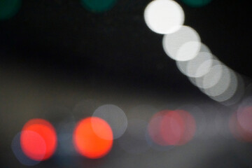 Abstract Bokeh Lights Glow During City Traffic Night