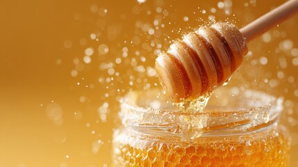 Linden honey with fresh flowers.