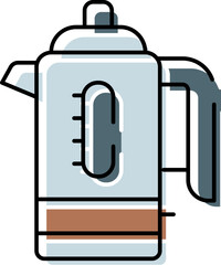 Fototapeta premium Electric kettle boiling water on countertop, modern compact kitchen appliance for quick hot drinks and morning routines, minimalist design ideal for home and office use