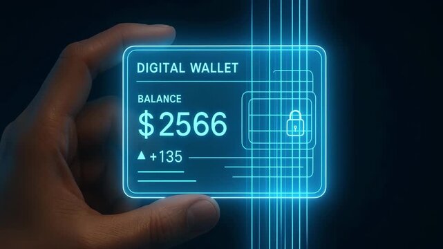 Digital Wallet Interface Displaying Account Balance And Secure Payment Data