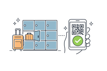 Secure mobile qr code luggage locker system for convenient storage